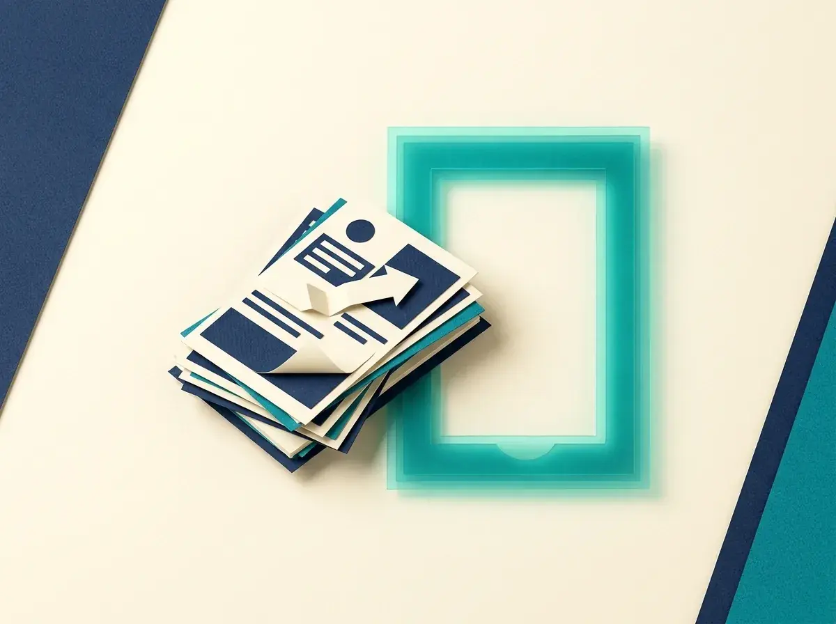 Workshop briefing cards beside a teal frame marking a scope boundary.