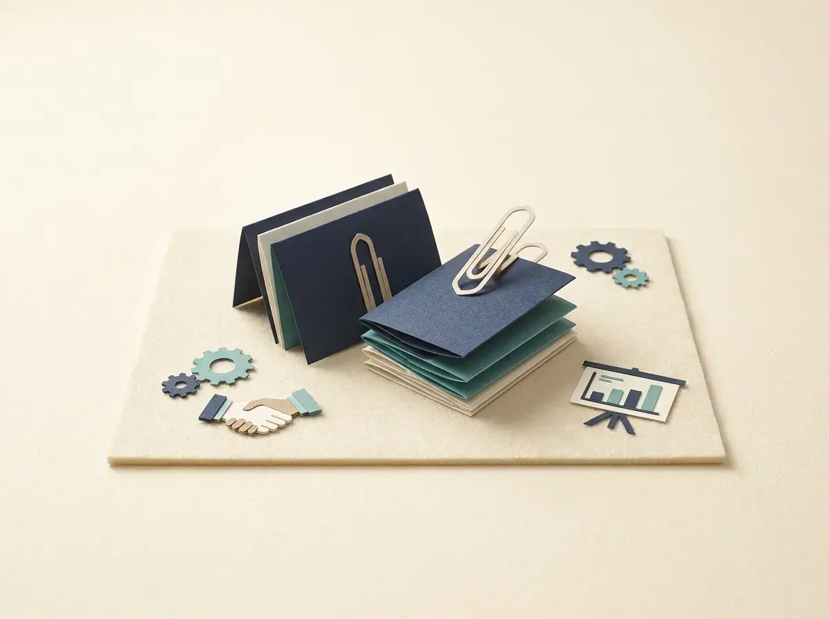 A workshop board beside two separate training-cohort folders.